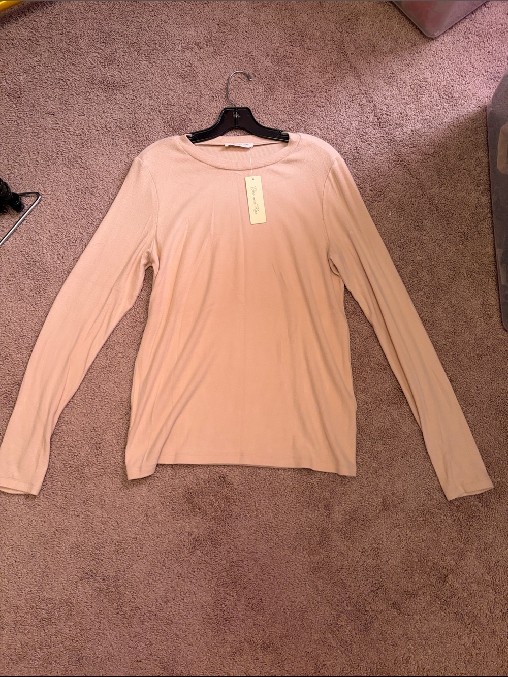 Light Pink Long-Sleeve Crewneck Top by (unbranded)